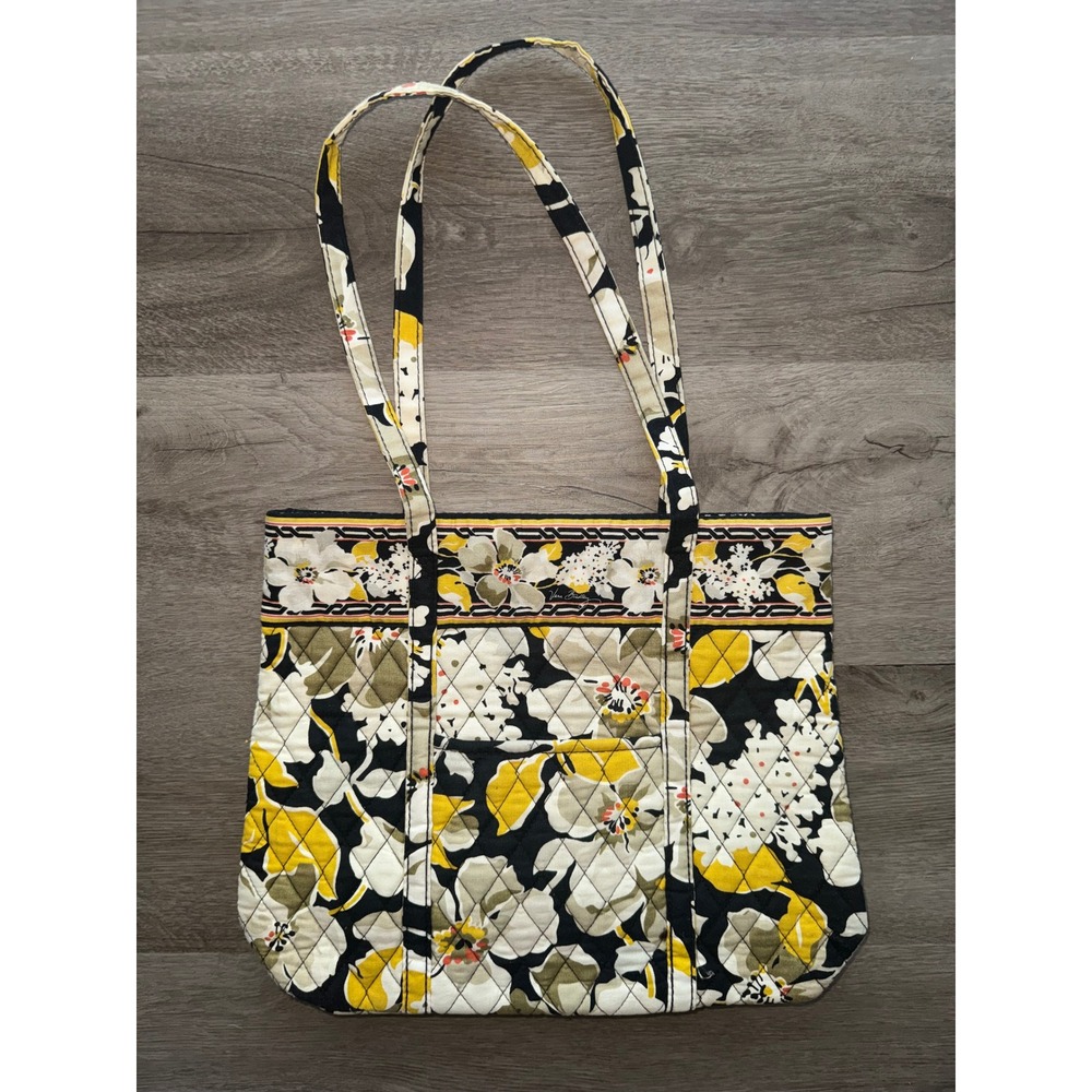 Vera Bradley Quilted Shoulder Bag Black Yellow White